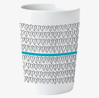 Termomugg Blue Heart från Mette Ditmer med hjärtmönster