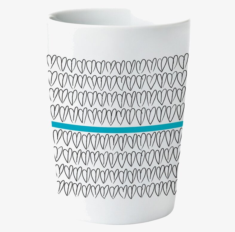 Termomugg Blue Heart från Mette Ditmer med hjärtmönster