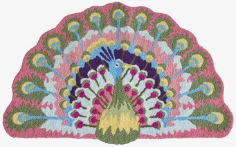 Matta Påfågel Rosa/Grön från Rice med livfulla färger