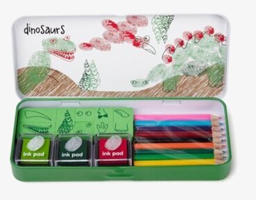 Fingertryck Dinosaurier från Worldwide co i grön plåtask