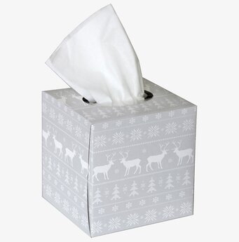 Servettbox Reindeer Grey från Nordic Tissue med vintrigt motiv
