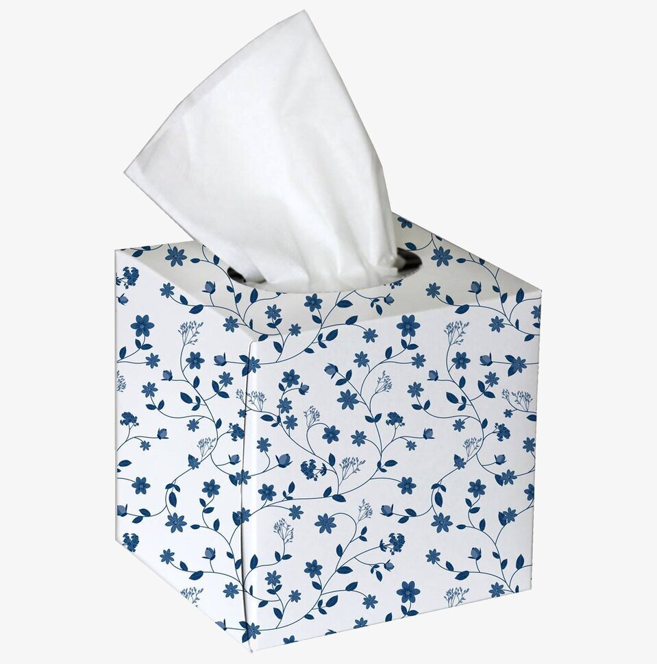 Servettbox Flower Blue från Nordic Tissue med blommönster