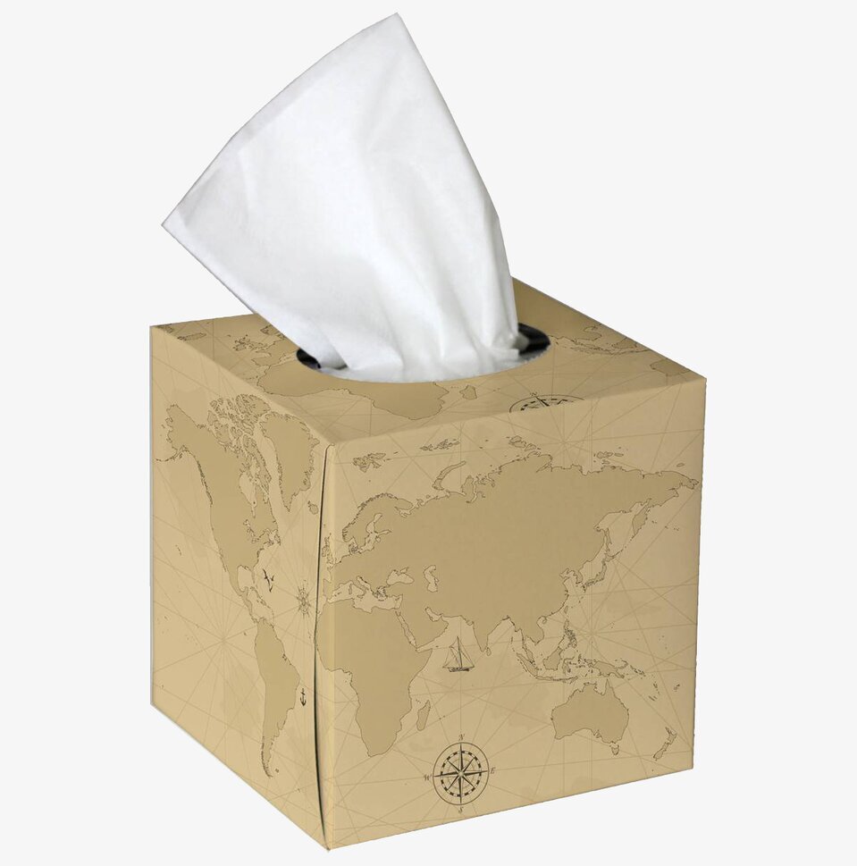 Servettbox Nautic Map från Nordic Tissue med kartmotiv