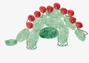 Fingertryck Dinosaurier från Worldwide co på vit bakgrund