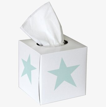 Servettbox STAR Turkos från Nordic Tissue med stjärnmotiv