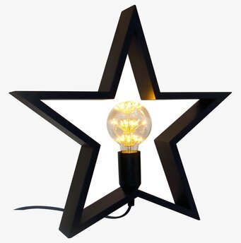 Trästjärna Svart dekorativ lampa från Havsö i robust trä