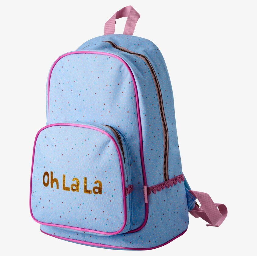 Ryggsäck Oh La La från Rice i blått med färgglada prickar