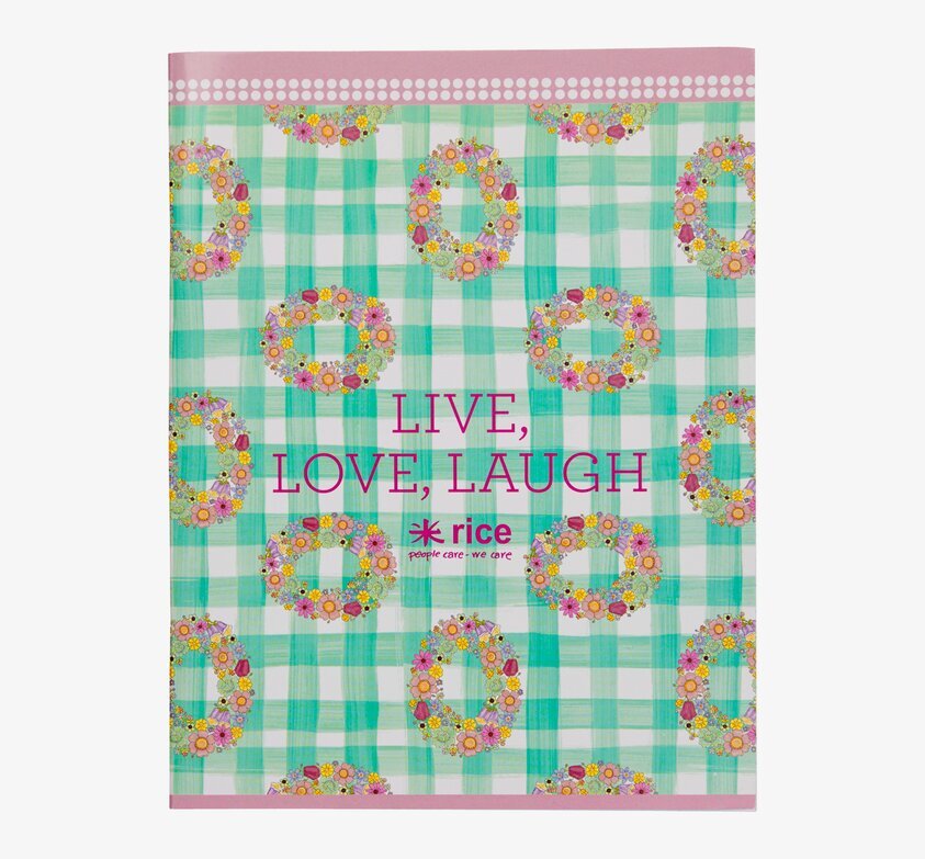 A5 Skrivbok Live Love Laugh från Rice med färgglatt omslag