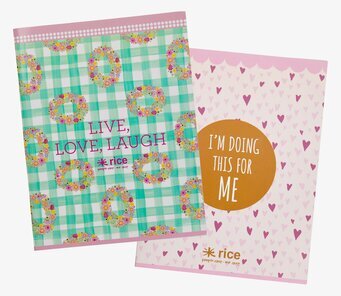 A5 Skrivbok Live Love Laugh från Rice med färgglada mönster