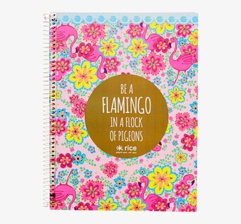 Kollegieblock A4 Flamingo Print från Rice med färgglatt omslag
