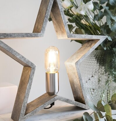 Trästjärna Natur från Havsö på vit marmorsockel med blommor