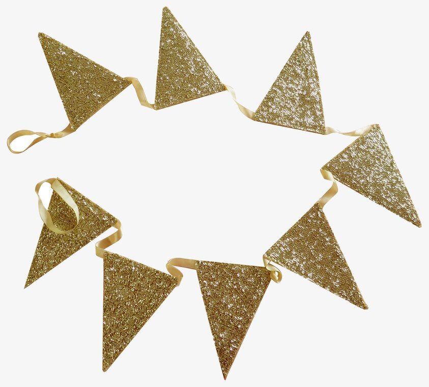 Girlang Golden Flag från Rice med gyllene, glittrande flaggor