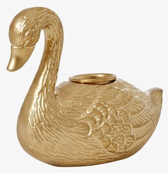 Ljusstake Svan Guld från Rice med elegant gyllene finish