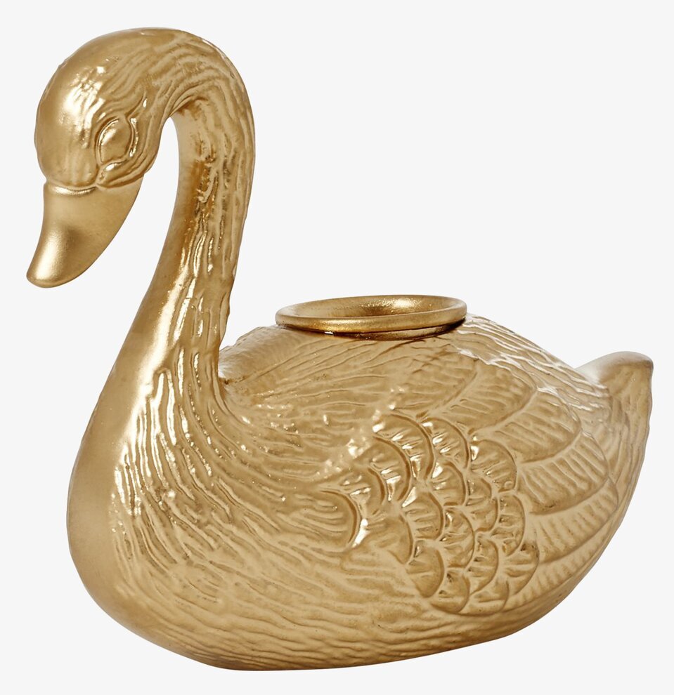 Ljusstake Svan Guld från Rice med elegant gyllene finish