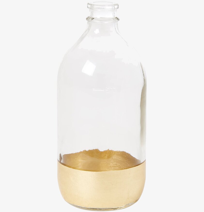 Glasvas Klar Large från Rice med klar glasdesign och guldbas