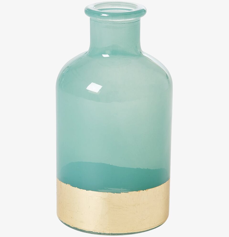 Glasvas Grön Small från Rice med gyllene rand och grön färg