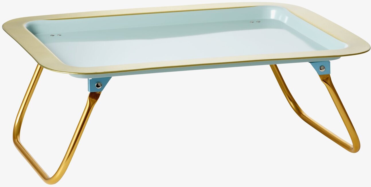 Sängbricka Turkos/Guld från Rice med hopfällbara ben