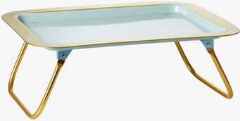 Sängbricka Turkos/Guld från Rice med hopfällbara ben