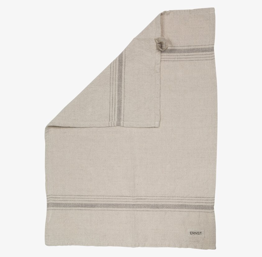 Kökshandduk Beige Med Grå Rand från Ernst med subtil design