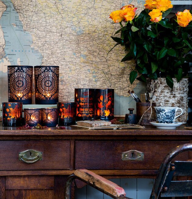 Höst - Majas Cottage dekor med ljuslyktor och rustik charm