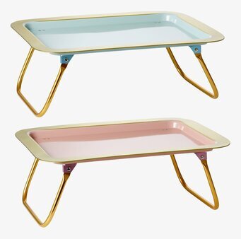 Sängbricka Rosa/Guld från Rice med hopfällbara ben