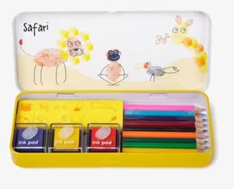 Fingertryck Safari från Worldwide co i ett färgglatt fodral