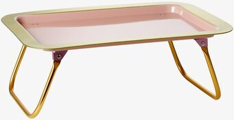 Sängbricka Rosa/Guld från Rice med rosa yta och guldiga ben