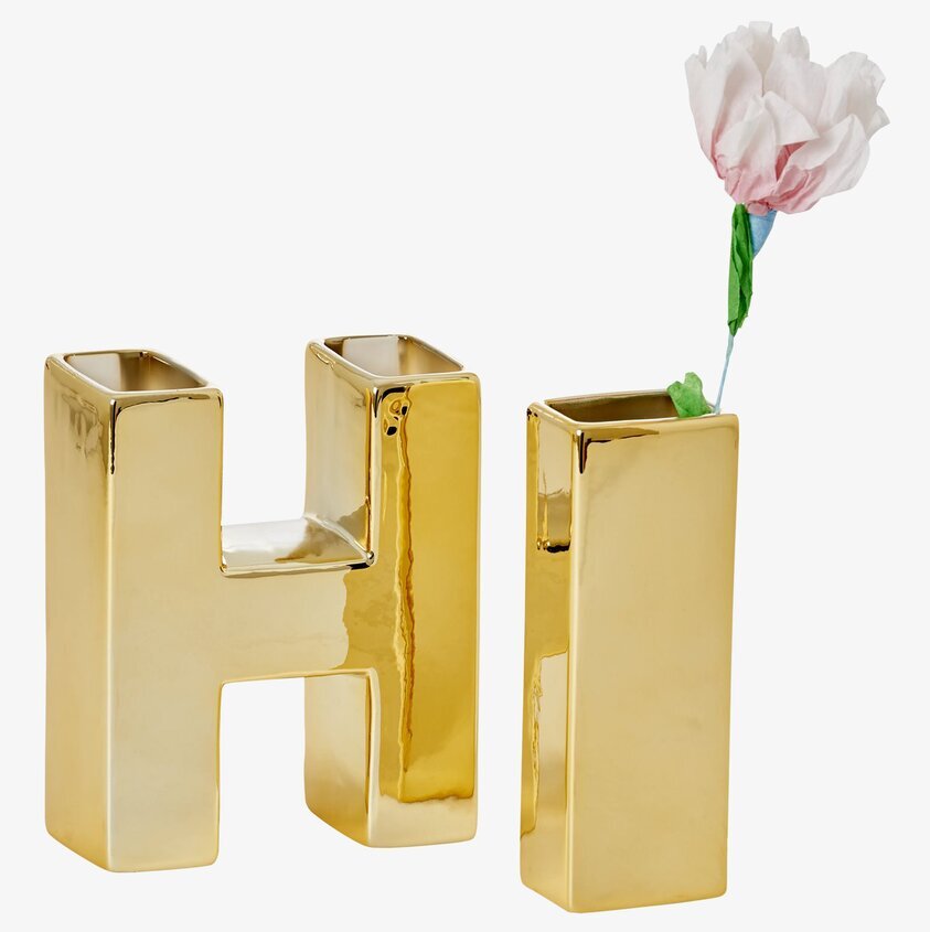 Keramikvas HI Guld från Rice med unik design och guldfinish