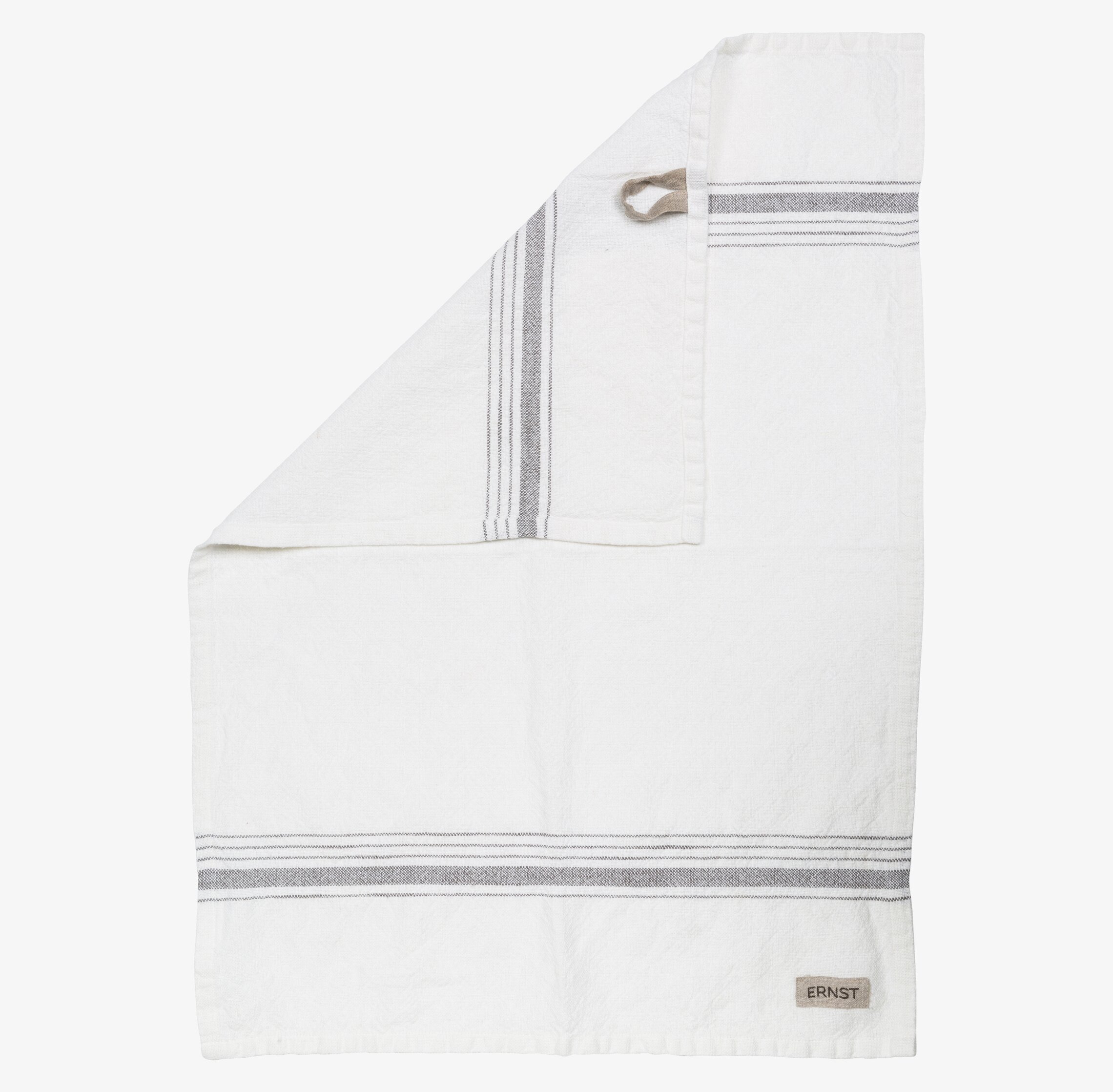 Kökshandduk Vit Med Grå Rand från Ernst, med hängare