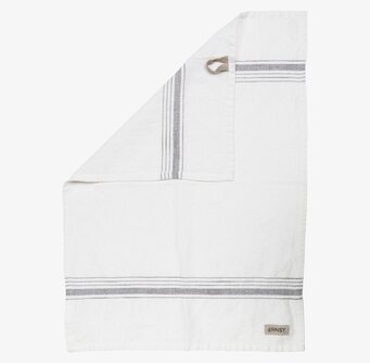 Kökshandduk Vit Med Grå Rand från Ernst, med hängare