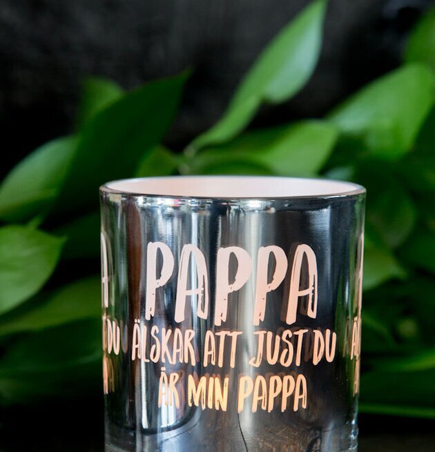 Pappa - Majas Cottage ljuslykta i glas med kärleksfull text