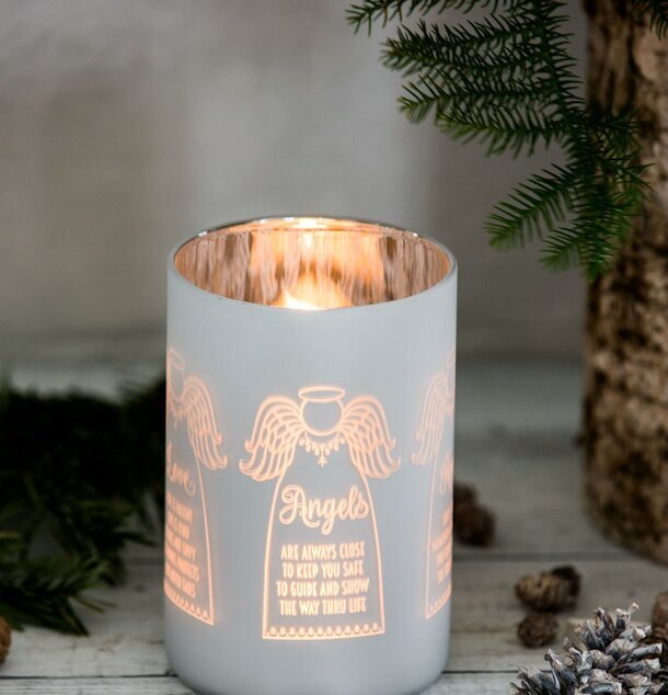 Angels Matt Vit - Majas Cottage ljuslykta i frostat glas