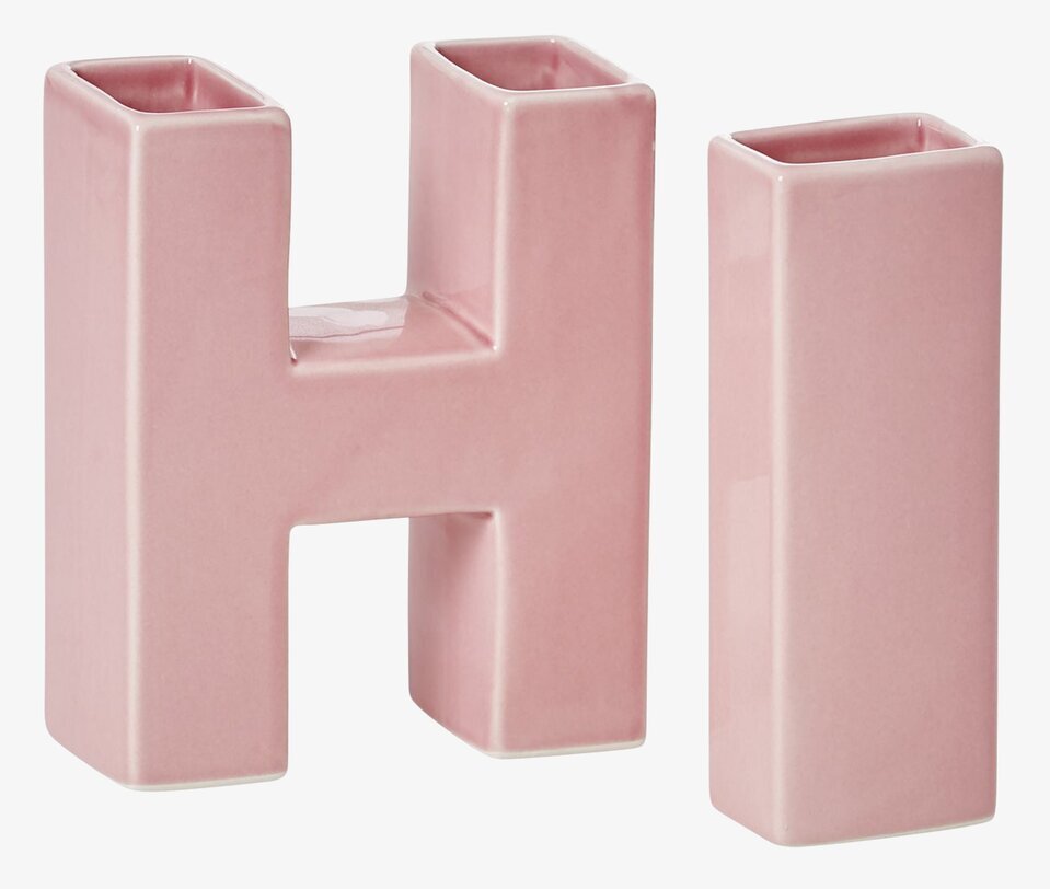 Keramikvas HI Rosa från Rice med unik H-form och rosa nyans