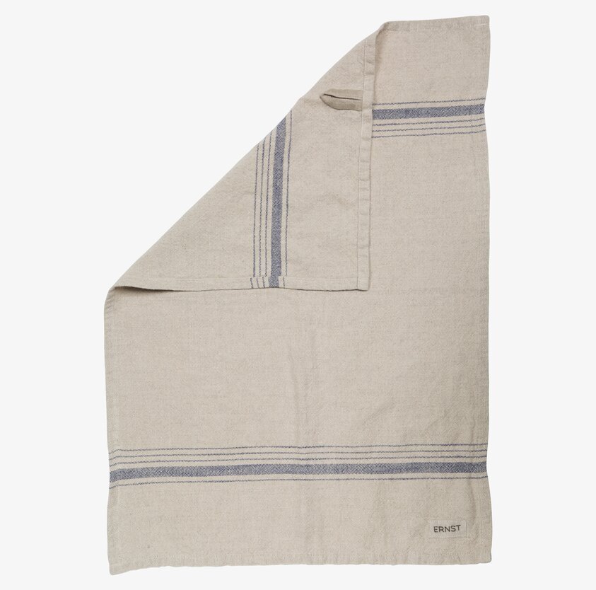 Kökshandduk Beige Med Blå Rand från Ernst i neutral miljö
