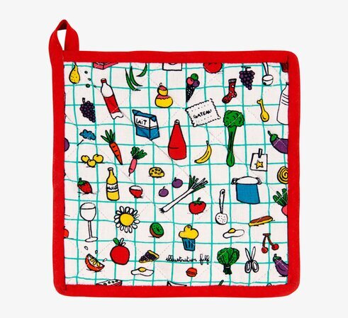 Grytlapp Köksruta från Derriére la porte med färgglada mönster