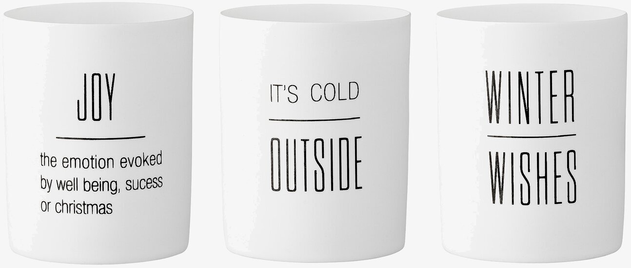 Ljuslykta It´s Cold Outside från Bloomingville i vitt glas