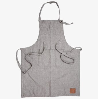 Förkläde Halvlinne Grå från Ernst med justerbar nackrem