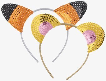 Paljettdiadem från Rice med kattöron i färgglada paljetter