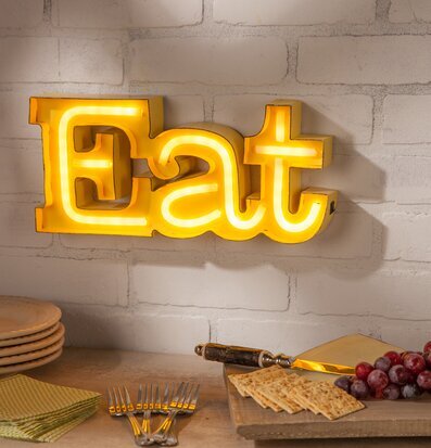 EAT - LED Neon Sign från Americana Classic Vintage på tegelvägg