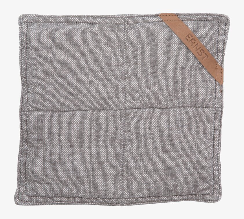 Grytlapp Halvlinne Grå från Ernst med läderrem i hörnet
