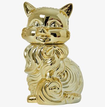 Keramikburk Katt Guld från Rice i glänsande guldton