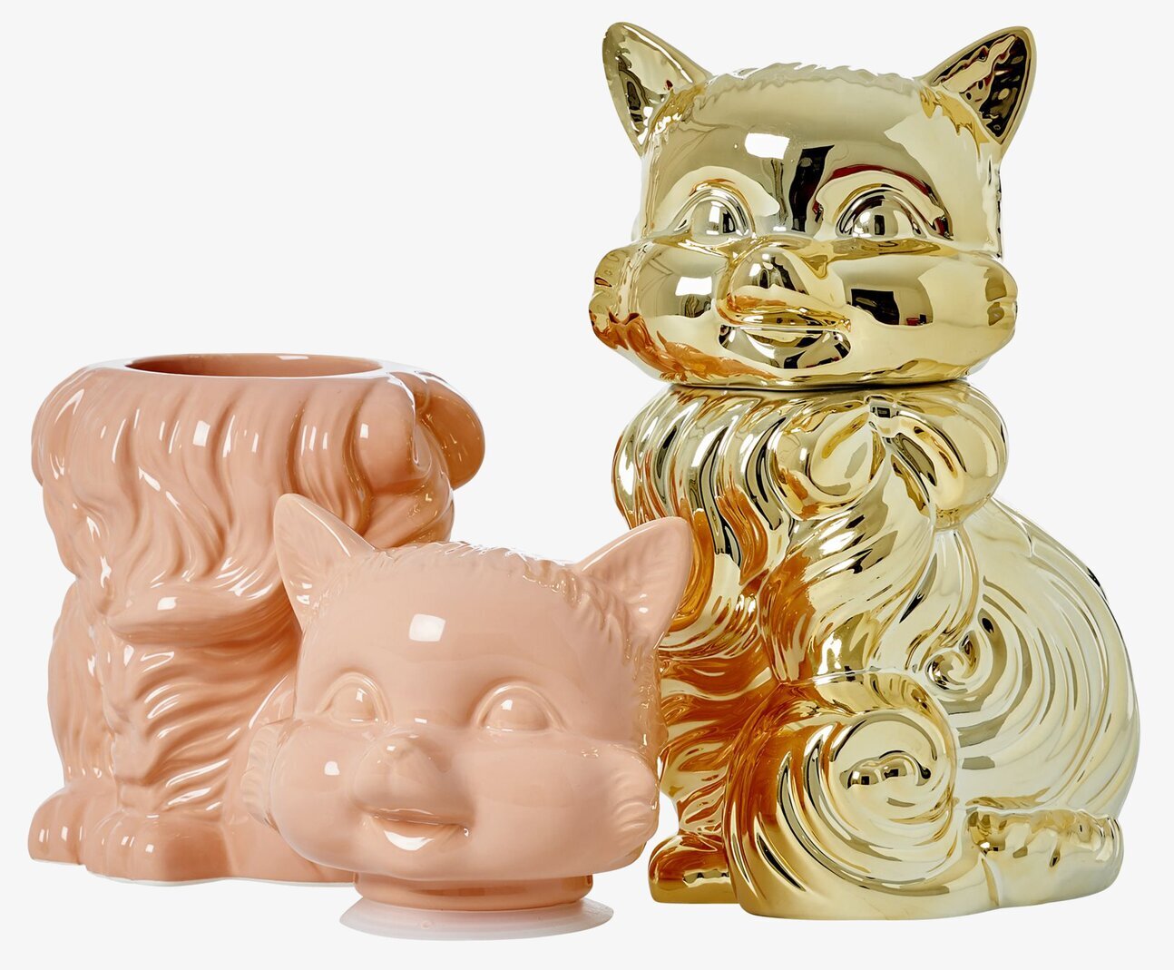 Keramikburk Katt Guld från Rice, gyllene och dekorativ