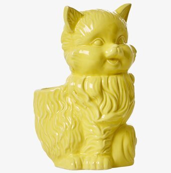 Tandborsthållare Katt Gul från Rice i keramik, ljusgul