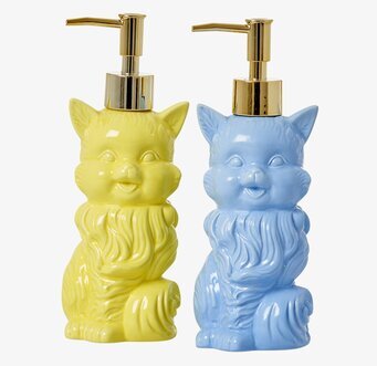 Tvålpump Katt Blå från Rice, sittande katt i blå keramik