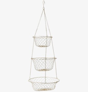 Hängande Korgar Guld från Rice, tre korgar i metalltråd