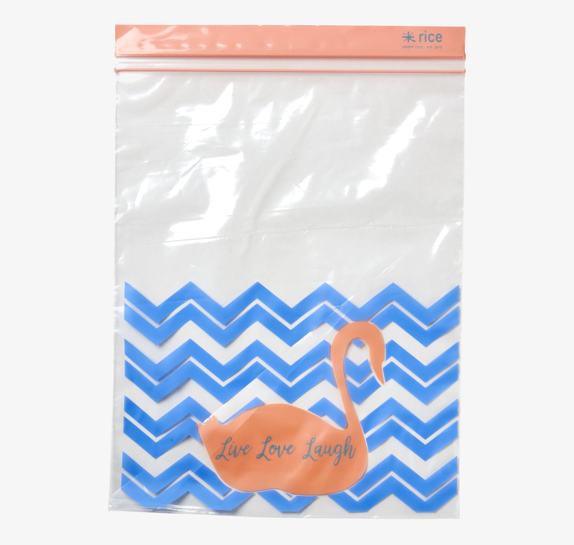 Plastpåsar Ziplock från Rice med flamingo och sicksackmönster