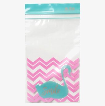 Plastpåsar Ziplock från Rice med turkos svan och rosa mönster