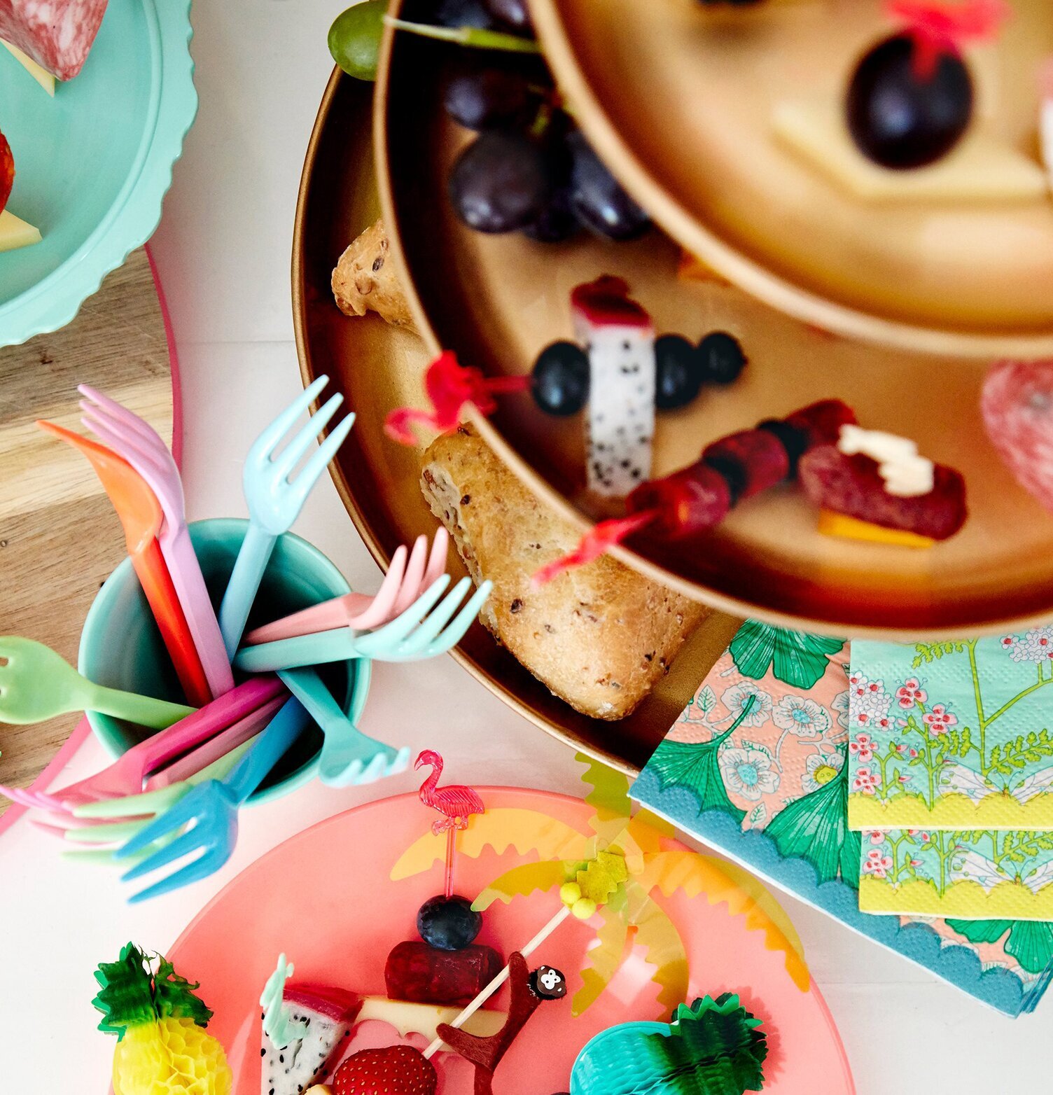 Tårtgaffel 6-Pack från Rice i färgglada pastellnyanser