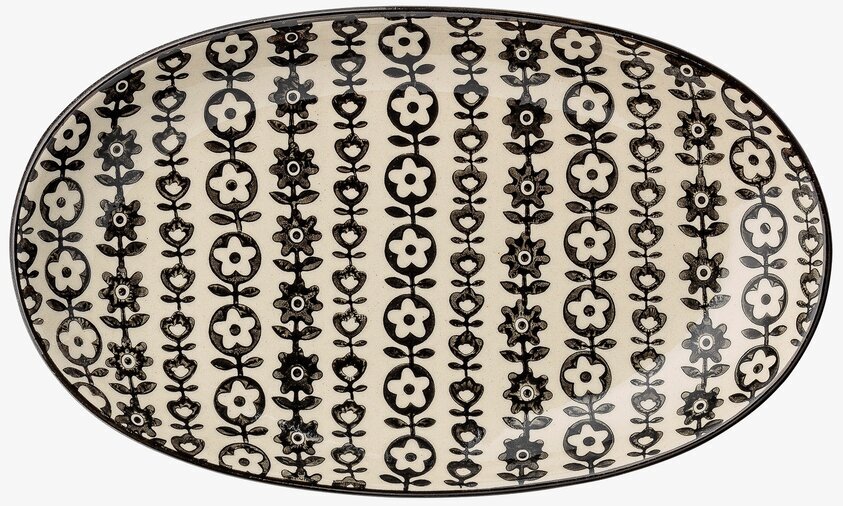 Tallrik Julie Svart från Bloomingville med blommönster