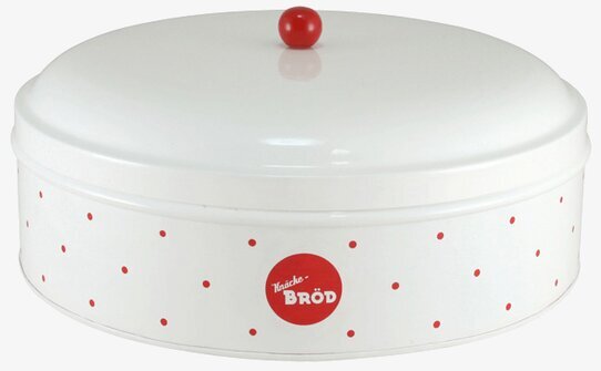 Plåtburk Rund Knäckebröd Röd/Vit från Strömshaga på bord